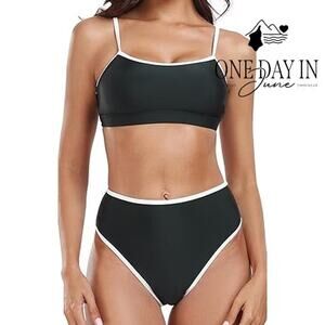 Aleumdr High Waist Crop Bikini Swimsuit Size M